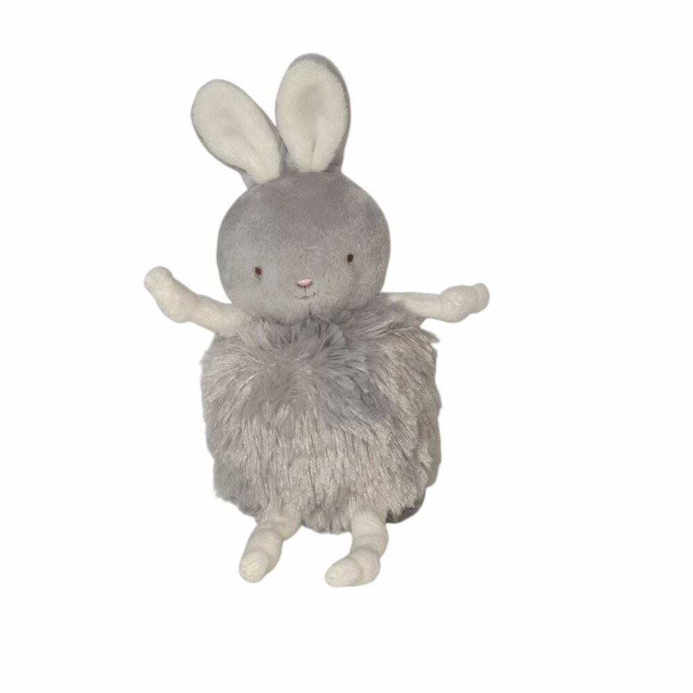 Bunnies By The Bay Roly Poly Gray Rabbit Knotted Plush Bean Bag Toy 5"